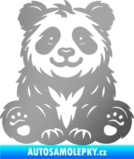 Samolepka Panda 013 levá spokojená stříbrná metalíza