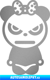 Samolepka Panda girl stříbrná metalíza