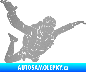 Samolepka Parašutista 004 pravá stříbrná metalíza