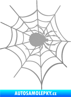 Samolepka Pavouk 016 pravá s pavučinou stříbrná metalíza