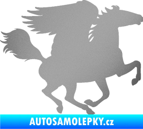 Samolepka Pegas 001 pravá okřídlený kůň stříbrná metalíza