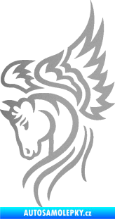 Samolepka Pegas 003 levá okřídlený kůň hlava stříbrná metalíza