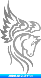 Samolepka Pegas 003 pravá okřídlený kůň hlava stříbrná metalíza