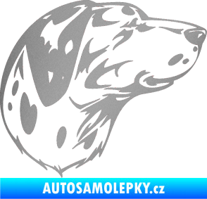 Samolepka Pes 002 pravá Dalmatin stříbrná metalíza