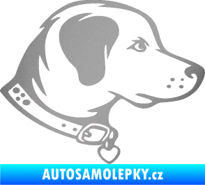 Samolepka Pes 058 pravá stříbrná metalíza