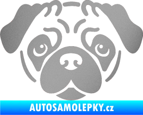 Samolepka Pes 067 Mopsík stříbrná metalíza