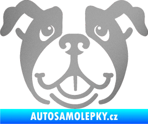 Samolepka Pes 069 Buldoček stříbrná metalíza