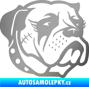 Samolepka Pes 097 pravá Buldok stříbrná metalíza
