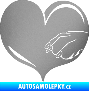 Samolepka Pes 102 pravá packa stříbrná metalíza