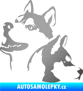 Samolepka Pes 117 levá husky stříbrná metalíza