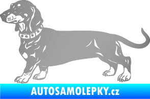 Samolepka Pes 122 levá jezevčík stříbrná metalíza