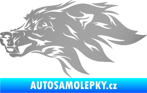 Samolepka Pes 127 levá hlava stříbrná metalíza