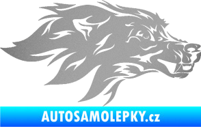 Samolepka Pes 127 pravá hlava stříbrná metalíza