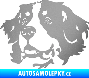 Samolepka Pes 131 levá bernský salašnický pes stříbrná metalíza