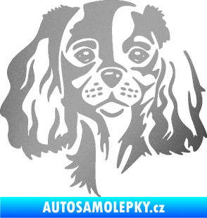 Samolepka Pes 132 levá Cavalier king Charles spaniel stříbrná metalíza