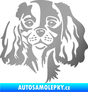 Samolepka Pes 132 pravá Cavalier king Charles spaniel stříbrná metalíza