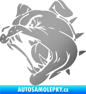 Samolepka Pes 136 levá rozzuřený buldok stříbrná metalíza
