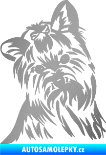 Samolepka Pes 147 levá Jorkšírský teriér stříbrná metalíza