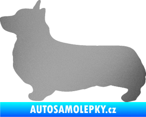 Samolepka Pes 164 levá Welsh Corgi Pembroke stříbrná metalíza