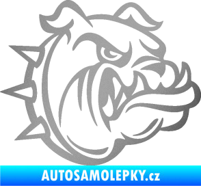 Samolepka Pes 171 pravá rozzuřený buldok stříbrná metalíza