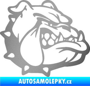Samolepka Pes 174 pravá rozzuřený buldok stříbrná metalíza