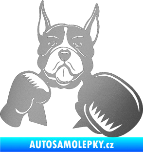 Samolepka Pes 183 pravá boxer stříbrná metalíza