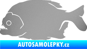 Samolepka Piraňa 001 levá dravá ryba stříbrná metalíza