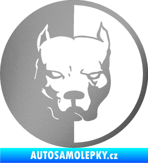 Samolepka Pitbull 001 kruh levá stříbrná metalíza
