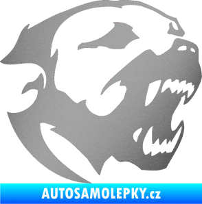 Samolepka Pitbull hlava 001 pravá stříbrná metalíza