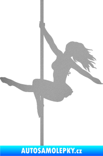 Samolepka Pole dance 001 levá tanec na tyči stříbrná metalíza
