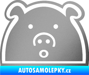Samolepka Prasátko JDM styl stříbrná metalíza