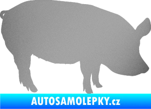 Samolepka Prase 001 pravá stříbrná metalíza