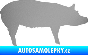 Samolepka Prase 002 pravá stříbrná metalíza