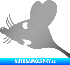 Samolepka Překvapená myš levá stříbrná metalíza