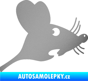Samolepka Překvapená myš pravá stříbrná metalíza