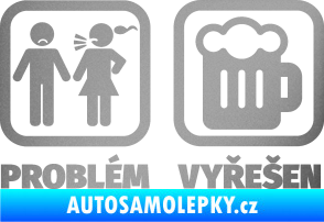 Samolepka Problém? Vyřešen 008 na pivo stříbrná metalíza