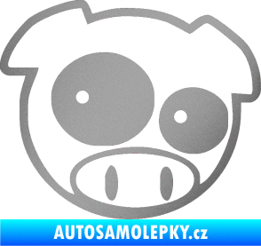 Samolepka Rally pig 001 pravá stříbrná metalíza