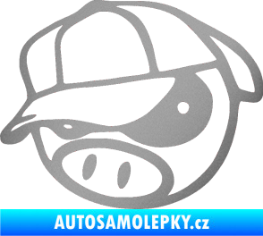 Samolepka Rally pig 003 levá stříbrná metalíza