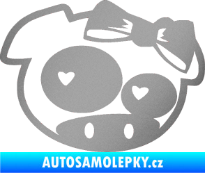 Samolepka Rally pig girl pravá stříbrná metalíza