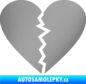Samolepka Rozbité srdce 001  stříbrná metalíza