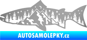 Samolepka Ryba 021 levá noční rybaření stříbrná metalíza