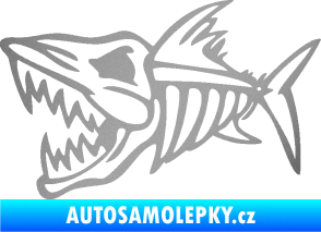 Samolepka Ryba kostra 002 levá stříbrná metalíza
