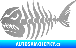 Samolepka Ryba kostra 004 levá stříbrná metalíza