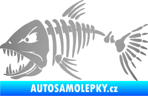 Samolepka Ryba kostra 005 levá stříbrná metalíza