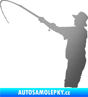 Samolepka Rybář 004 levá stříbrná metalíza