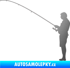 Samolepka Rybář 008 levá stříbrná metalíza