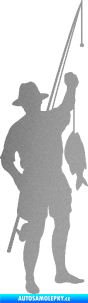 Samolepka Rybář 012 pravá stříbrná metalíza