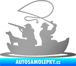 Samolepka Rybaření a lov 001 pravá stříbrná metalíza