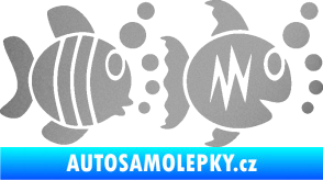 Samolepka Rybičky páreček pravá stříbrná metalíza