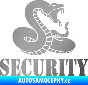 Samolepka Security hlídáno - pravá had stříbrná metalíza